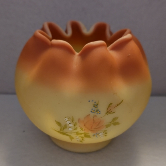Fenton Burmese Rose Bowl Handpainted Floral Vase, Personalized - Picture 1 of 3